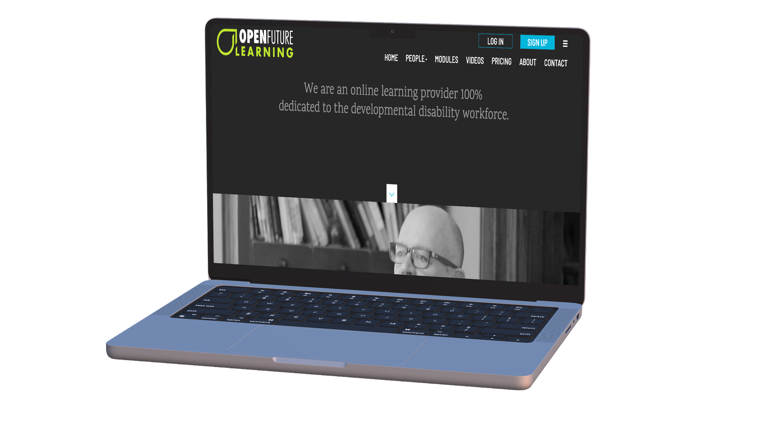 Custom Open Future Learning website on a laptop, engineered by Dynamic Digital